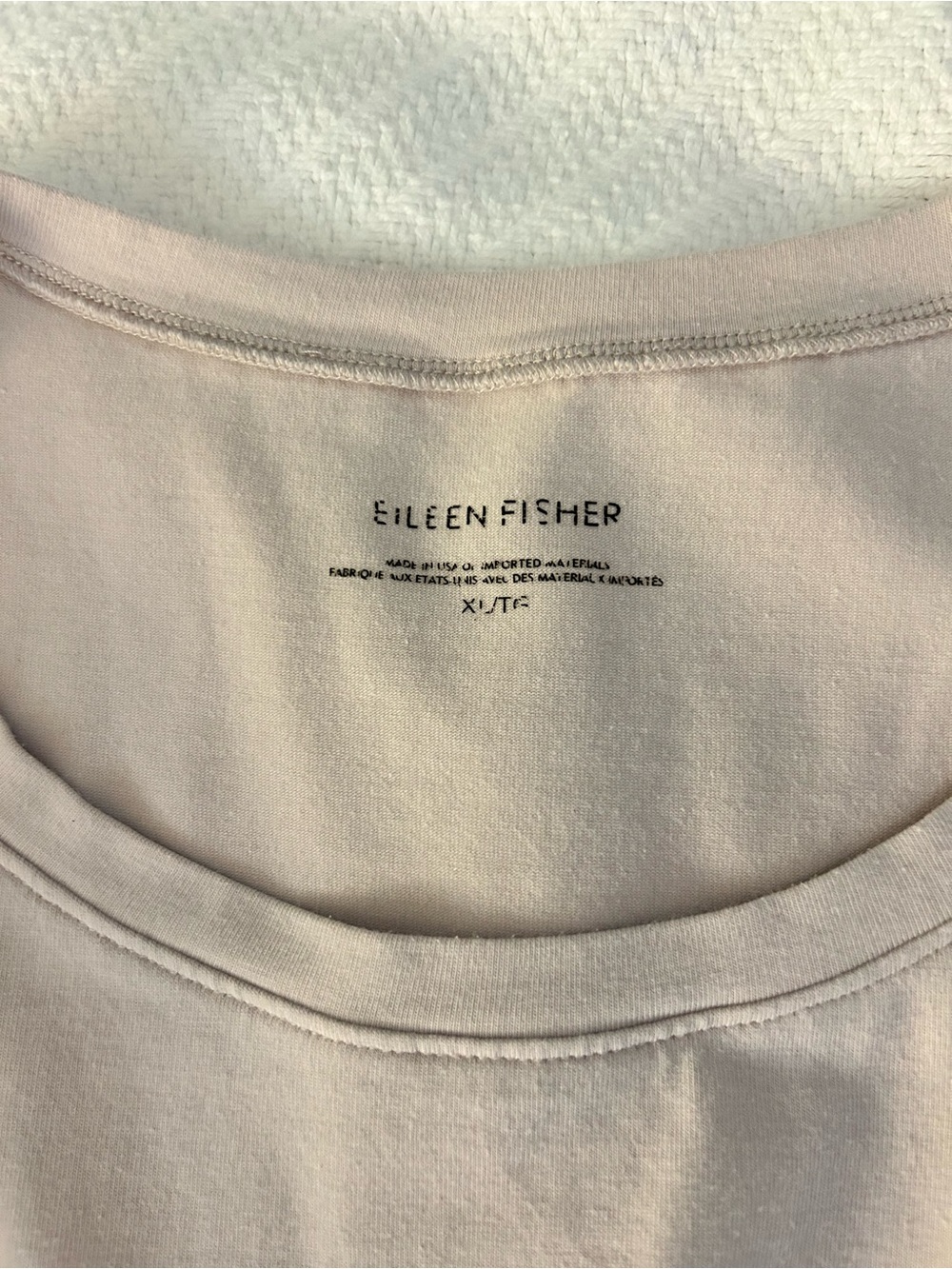 Eileen Fisher light dusty pink long sleeve cotton boxy tee side pocket L - Picture 3 of 4